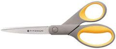 Clauss - 3-1/4" LOC, 8" OAL Titanium Standard Shears - Ambidextrous, Straight Handle, For General Purpose Use - Apex Tool & Supply
