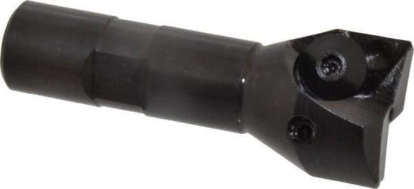 Value Collection - 1-1/4" Cut Diam, 21/32" Max Depth of Cut, 3/4" Shank Diam, 3-1/4" OAL, Indexable Square Shoulder End Mill - TPC 32..., TPG 32., TPU 32. Inserts, Weldon Shank - Apex Tool & Supply