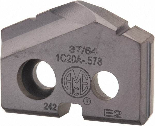 Allied Machine and Engineering - 37/64" Diam x 1/8" Thick, Seat Code 0, 132° Included Angle Spade Drill Insert - TiAlN Coated, Carbide, Grade K20, Series T-A - Apex Tool & Supply