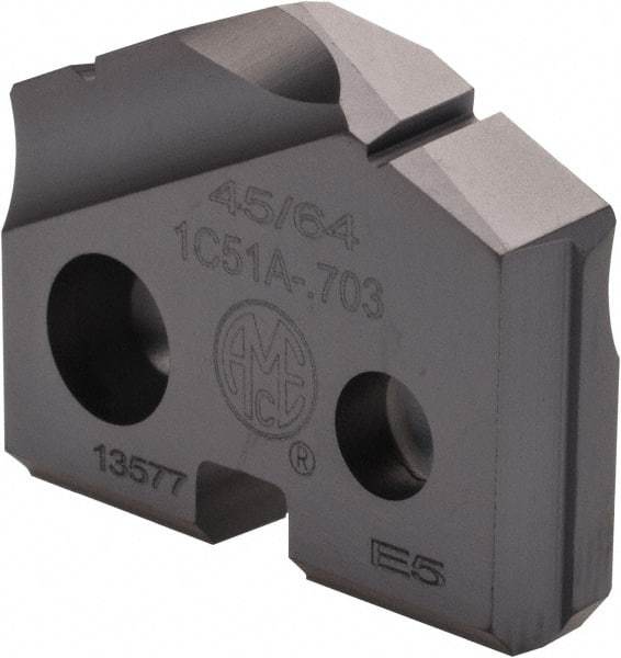 Allied Machine and Engineering - 45/64" Diam x 5/32" Thick, Seat Code 1, 132° Included Angle Spade Drill Insert - TiAlN Coated, Carbide, Grade P40, Series T-A - Apex Tool & Supply