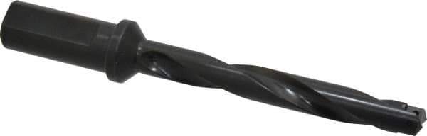 Allied Machine and Engineering - Series 1, 45/64 to 15/16" Diam, 1" Diam Straight Shank with Flange, Helical Flute Spade Drill - 4-5/8" Max Depth, 6-15/64" Body Length, 8-3/8" OAL, Intermediate Length, Through Coolant - Apex Tool & Supply