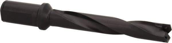 Allied Machine and Engineering - Series 2, 31/32 to 1-3/8" Diam, 1-1/4" Diam Straight Shank with Flange, Helical Flute Spade Drill - 5-3/8" Max Depth, 7-13/64" Body Length, 9-11/32" OAL, Intermediate Length, Through Coolant - Apex Tool & Supply