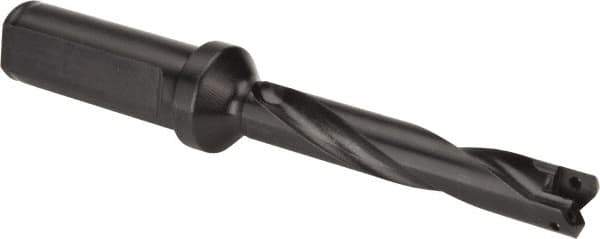 Allied Machine and Engineering - Series 0, 33/64 to 11/16" Diam, 3/4" Diam Straight Shank with Flange, Helical Flute Spade Drill - 2-1/2" Max Depth, 3-47/64" Body Length, 5-21/32" OAL, Standard Length, Through Coolant - Apex Tool & Supply