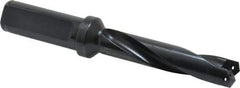 Allied Machine and Engineering - Series 0.5, 39/64 to 11/16" Diam, 3/4" Diam Straight Shank with Flange, Helical Flute Spade Drill - 2-1/2" Max Depth, 3-47/64" Body Length, 5-21/32" OAL, Standard Length, Through Coolant - Apex Tool & Supply