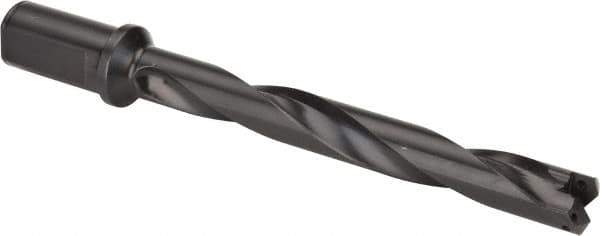 Allied Machine and Engineering - Series 2, 31/32 to 1-3/8" Diam, 1-1/4" Diam Straight Shank with Flange, Helical Flute Spade Drill - 7-3/8" Max Depth, 9-13/64" Body Length, 11-11/32" OAL, Standard Length, Through Coolant - Apex Tool & Supply