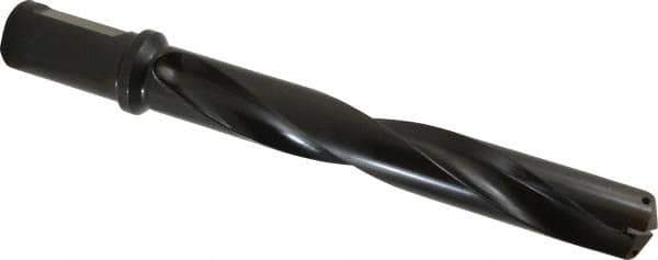 Allied Machine and Engineering - Series 2.5, 1-3/16 to 1-3/8" Diam, 1-1/4" Diam Straight Shank with Flange, Helical Flute Spade Drill - 7-3/8" Max Depth, 9-13/64" Body Length, 11-11/32" OAL, Standard Length, Through Coolant - Apex Tool & Supply