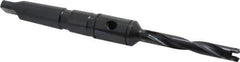 Allied Machine and Engineering - Series Y, 3/8 to 27/64" Diam, 2MT Taper Shank, Helical Flute Spade Drill - 2-3/8" Max Depth, 4-19/32" Body Length, 7-7/16" OAL, Standard Length, Through Coolant - Apex Tool & Supply