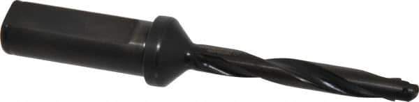 Allied Machine and Engineering - Series Y, 3/8 to 27/64" Diam, 3/4" Diam Straight Shank with Flange, Helical Flute Spade Drill - 2-3/8" Max Depth, 3-5/8" Body Length, 5-9/16" OAL, Standard Length, Through Coolant - Apex Tool & Supply