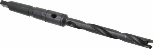 Allied Machine and Engineering - Series 0, 33/64 to 11/16" Diam, 2MT Taper Shank, Helical Flute Spade Drill - 4-1/2" Max Depth, 6-49/64" Body Length, 9-19/32" OAL, Extended Length, Through Coolant - Apex Tool & Supply