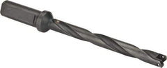 Allied Machine and Engineering - Series 0, 33/64 to 11/16" Diam, 3/4" Diam Straight Shank with Flange, Helical Flute Spade Drill - 4-1/2" Max Depth, 5-47/64" Body Length, 7-21/32" OAL, Extended Length, Through Coolant - Apex Tool & Supply