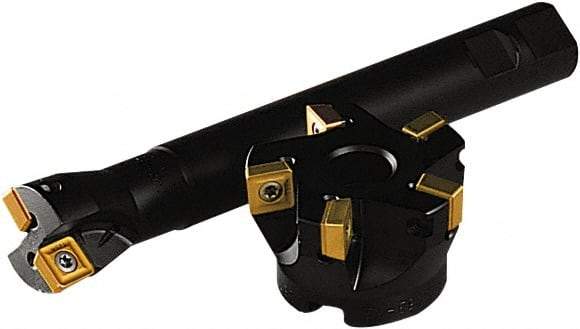 Seco - 3" Cut Diam, 1" Arbor Hole, 0.43" Max Depth of Cut, 87° Indexable Chamfer & Angle Face Mill - 6 Inserts, SC.. 1206 Insert, Right Hand Cut, 6 Flutes, Through Coolant, Series R220.79 - Apex Tool & Supply