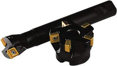 Seco - 3" Cut Diam, 1" Arbor Hole, 0.43" Max Depth of Cut, 87° Indexable Chamfer & Angle Face Mill - 6 Inserts, SC.. 1206 Insert, Right Hand Cut, 6 Flutes, Through Coolant, Series R220.79 - Apex Tool & Supply