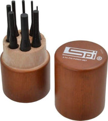 SPI - 8 Piece, 1/16 to 5/16", Pin Punch Set - Round Shank, Comes in Custom Wood Case - Apex Tool & Supply