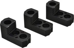 H & R Manufacturing - 8" Max Chuck Diam Compatibility, Case Hardened Steel 1.5mm x 60° Serrated Hard Lathe Top Jaws - 1 Step, 0.551" Groove Width, 1-1/2" Wide x 3-1/2" Long x 1.969" High - Apex Tool & Supply