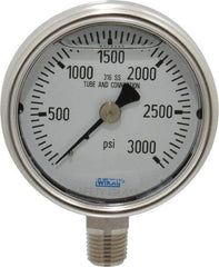Wika - 2-1/2" Dial, 1/4 Thread, 0-3,000 Scale Range, Pressure Gauge - Lower Connection Mount, Accurate to 2-1-2% of Scale - Apex Tool & Supply