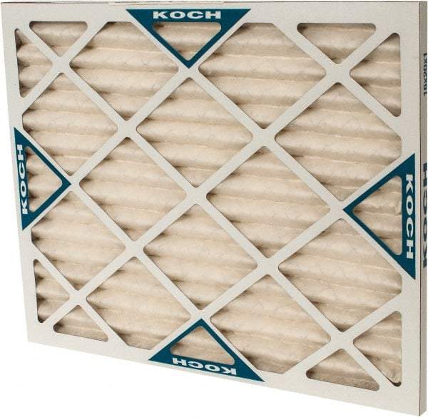 Made in USA - 16" Noml Height x 20" Noml Width x 1" Noml Depth, 30 to 35% Capture Efficiency, Wire-Backed Pleated Air Filter - MERV 8, Synthetic with Antimicrobial Protection, Integrated Beverage Board Frame, 300 Max FPM, 670 CFM, For Any Unit - Apex Tool & Supply
