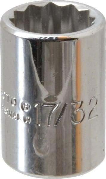 Proto - 17/32", 3/8" Drive, Standard Hand Socket - 12 Points, 1-1/8" OAL, Alloy Steel, Chrome Finish - Apex Tool & Supply