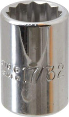 Proto - 17/32", 3/8" Drive, Standard Hand Socket - 12 Points, 1-1/8" OAL, Alloy Steel, Chrome Finish - Apex Tool & Supply