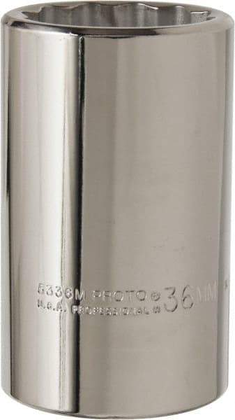 Proto - 1/2" Drive, Deep Hand Socket - 12 Points, 3-1/4" OAL, Alloy Steel, Chrome Finish - Apex Tool & Supply