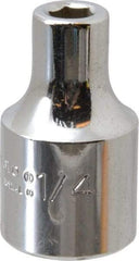 Proto - 1/4", 1/2" Drive, Standard Hand Socket - 6 Points, 1-31/64" OAL, Alloy Steel, Chrome Finish - Apex Tool & Supply