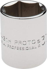 Proto - 31/32", 1/2" Drive, Standard Hand Socket - 6 Points, 1-9/16" OAL, Alloy Steel, Chrome Finish - Apex Tool & Supply