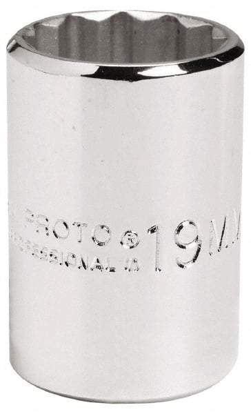 Proto - 1/2" Drive, Standard Hand Socket - 12 Points, 2-1/4" OAL, Alloy Steel, Chrome Finish - Apex Tool & Supply