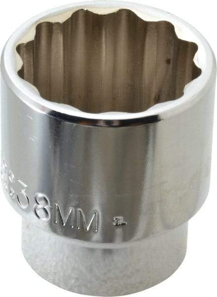 Proto - 1/2" Drive, Standard Hand Socket - 12 Points, 2-1/4" OAL, Alloy Steel, Chrome Finish - Apex Tool & Supply