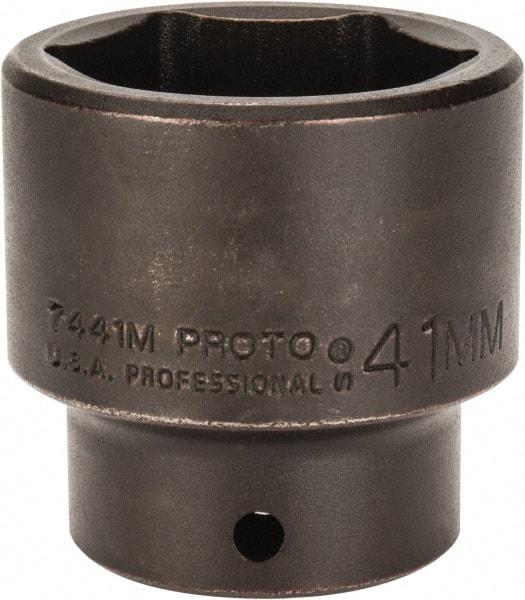 Proto - 1/2" Drive 41mm Standard Impact Socket - 6 Points, 2-3/8" OAL - Apex Tool & Supply