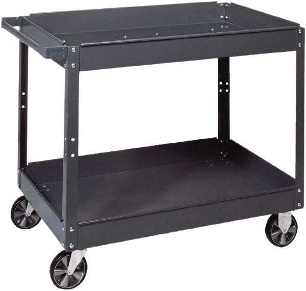 Edsal - 1,000 Lb Capacity, 18" Wide x 30" Long x 36" High Standard Utility Cart - 2 Shelf, Steel, 2 Rigid/2 Swivel Casters - Apex Tool & Supply