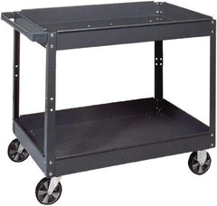 Edsal - 1,000 Lb Capacity, 18" Wide x 30" Long x 36" High Standard Utility Cart - 2 Shelf, Steel, 2 Rigid/2 Swivel Casters - Apex Tool & Supply