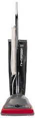 Sanitaire - Single Motor Lightweight Upright Vacuum Cleaner - 12" Cleaning Width, 5" Amps, Comfort Hand Grip, Gray with Black Bag - Apex Tool & Supply