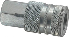 Coilhose Pneumatics - 1/4 Female NPT Industrial Pneumatic Hose Coupler - Plated Steel, 3/8" Body Diam - Apex Tool & Supply