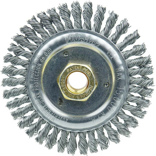 4 1/2″ Root Pass Brush-0.020″ Steel Wire 5/8-11 Dbl-H x Nut - Dually Weld Cleaning Brush - Apex Tool & Supply
