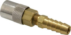 Coilhose Pneumatics - Hose Barb Moldflow Pneumatic Hose Straight Coupler (Valved) - Brass Nickel Plated, 1/4" Body Diam, 3/8" Hose ID - Apex Tool & Supply