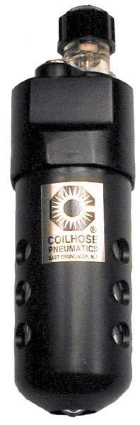 Coilhose Pneumatics - 3/8 NPT Port, 250 Max psi, Compact Lubricator - Metal Bowl with Sight Glass, Cast Aluminum Body, 23 CFM, 250°F Max, 2" Wide x 6-1/2" High - Apex Tool & Supply
