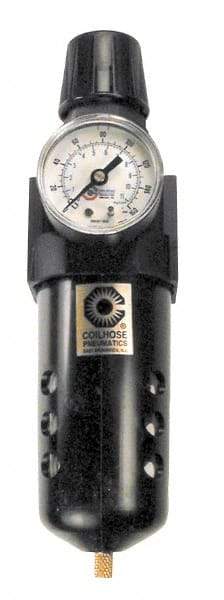 Coilhose Pneumatics - 3/8" NPT Port Standard 1 Piece Filter/Regulator FRL Unit - Metal Bowl, 102 SCFM, 250 Max psi, 10.5" High, Automatic Drain - Apex Tool & Supply