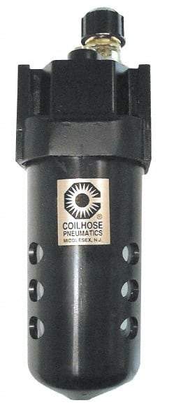 Coilhose Pneumatics - 3/8 NPT Port, 250 Max psi, Standard Lubricator - Metal Bowl, Cast Aluminum Body, 160 CFM, 250°F Max, 2-3/4" Wide x 8" High - Apex Tool & Supply
