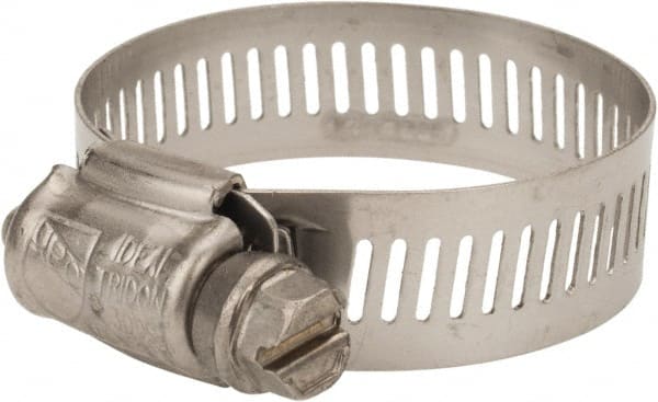 Worm Gear Clamp: SAE 24, 1 to 2″ Dia, Stainless Steel Band 9/16″ Wide, Stainless Steel Housing, Stainless Steel Screw, Series 64