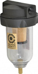 Coilhose Pneumatics - 3/8" Port, 5" High, FRL Filter with Polycarbonate Bowl & Manual Drain - 150 Max psi, 120°F Max, 4 oz Bowl Capacity - Apex Tool & Supply