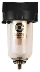 Coilhose Pneumatics - 3/8" Port, 5" High, FRL Filter with Polycarbonate Bowl & Automatic Drain - 150 Max psi, 120°F Max, 4 oz Bowl Capacity - Apex Tool & Supply