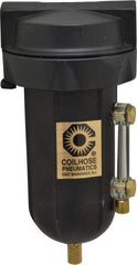 Coilhose Pneumatics - 1/4" Port, 5" High, FRL Filter with Aluminum Bowl & Manual Drain - 250 Max psi, 250°F Max, 4 oz Bowl Capacity - Apex Tool & Supply