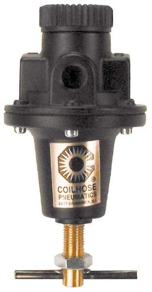 Coilhose Pneumatics - 1/2 NPT Port, 80 CFM, Cast Aluminum Heavy-Duty T-Handle Regulator - 0 to 200 psi Range, 250 Max psi Supply Pressure, 1/4" Gauge Port Thread, 4" Wide x 7" High - Apex Tool & Supply
