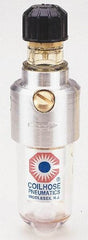 Coilhose Pneumatics - 1/4 NPT Port, 250 Max psi, Miniature Lubricator - Metal Bowl, Cast Aluminum Body, 11 CFM, 250°F Max, 1-1/2" Wide x 5" High - Apex Tool & Supply