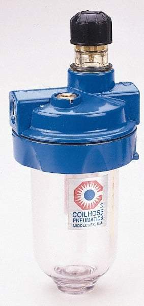 Coilhose Pneumatics - 1/4 NPT Port, 150 Max psi, Heavy-Duty Lubricator - Polycarbonate Bowl, Cast Aluminum Body, 25.5 CFM, 120°F Max, 3" Wide x 7" High - Apex Tool & Supply