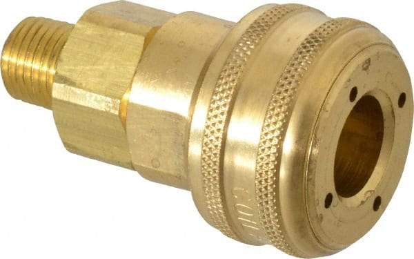 Coilhose Pneumatics - 1/4 Male NPT Industrial Pneumatic Hose Coupler - Brass, 3/8" Body Diam - Apex Tool & Supply