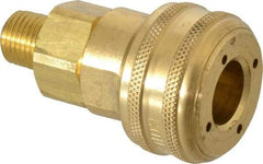 Coilhose Pneumatics - 1/4 Male NPT Industrial Pneumatic Hose Coupler - Brass, 3/8" Body Diam - Apex Tool & Supply