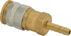 Coilhose Pneumatics - Hose Barb European High Flow Pneumatic Hose Coupler - Brass, 1/4" Body Diam, 1/4" Hose ID - Apex Tool & Supply