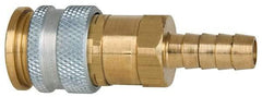 Coilhose Pneumatics - Hose Barb European High Flow Pneumatic Hose Coupler - Brass, 1/4" Body Diam, 3/8" Hose ID - Apex Tool & Supply