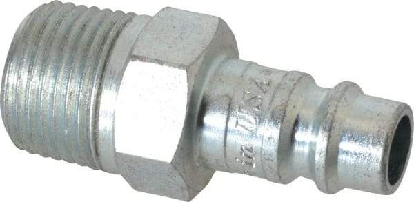 Coilhose Pneumatics - 3/8 Male NPT European High Flow Pneumatic Hose Connector - Plated Steel, 1/4" Body Diam - Apex Tool & Supply