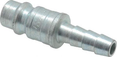 Coilhose Pneumatics - Hose Barb European High Flow Pneumatic Hose Connector - Plated Steel, 1/4" Body Diam, 1/4" Hose ID - Apex Tool & Supply